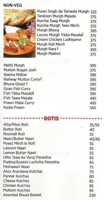 The Yellow Chilli menu