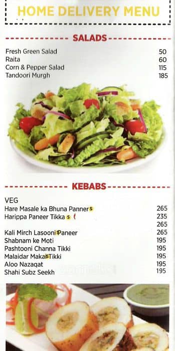 The Yellow Chilli menu