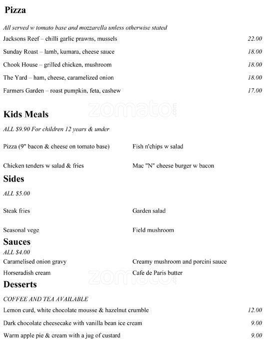 Carta de TDO The Dinsdale Office / Restaurant and Bar, Hamilton, 45