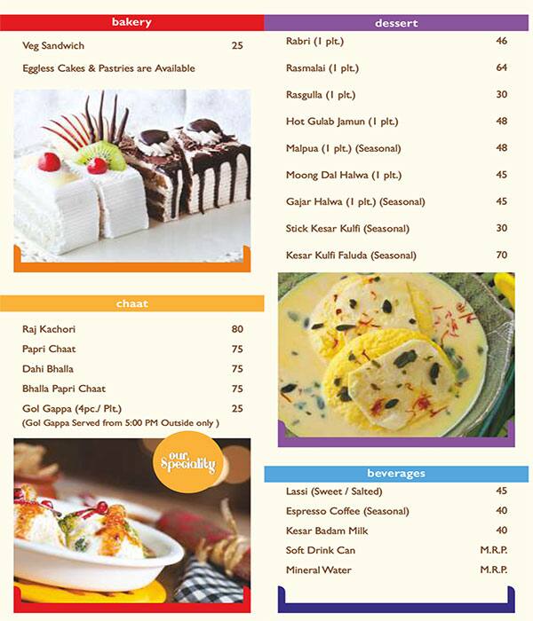 Om Sweets menu