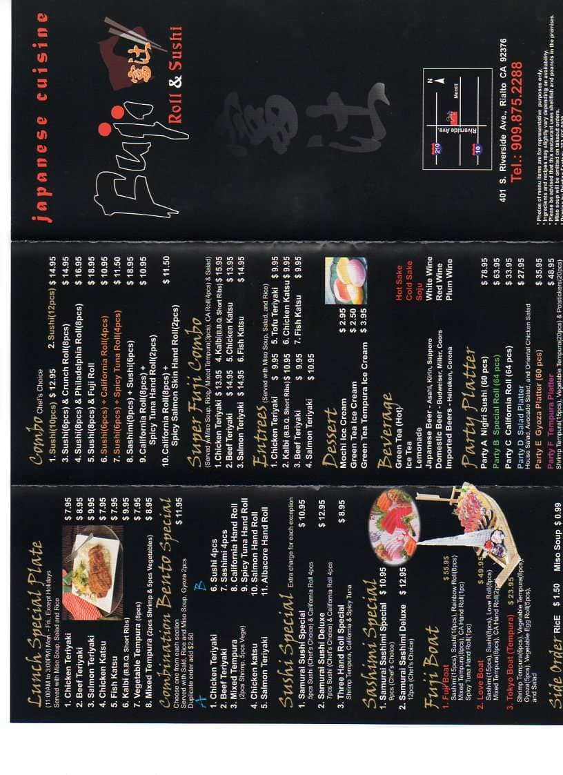 Fuji Roll Sushi Menu Menu For Fuji Roll Sushi Rialto