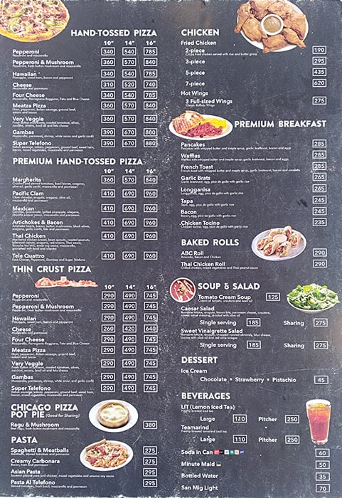 Pizza Telefono Menu, Menu for Pizza Telefono, Bonifacio Global City ...