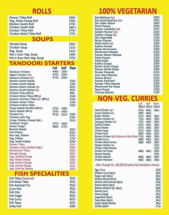 Chawla's Tandoori Junction menu