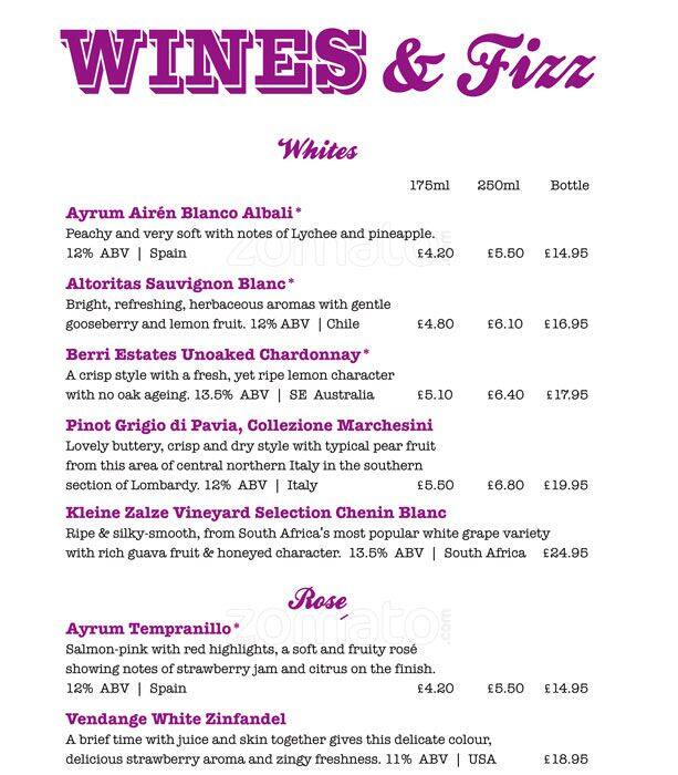 Blue Parrot menu