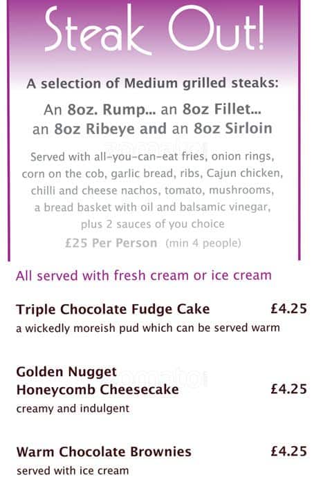 Blue Parrot menu