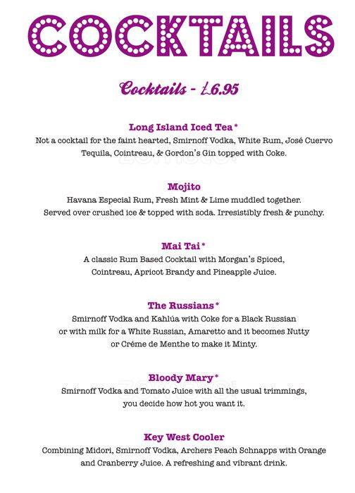 Blue Parrot menu
