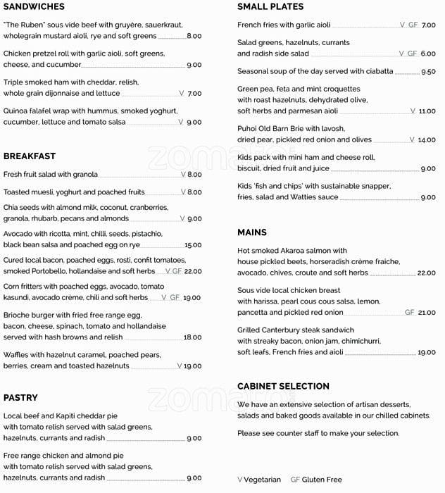 Ilex Menu, Menu for Ilex, Christchurch Central, Christchurch