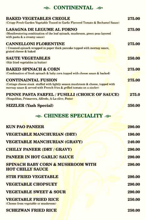Basil Restaurant menu