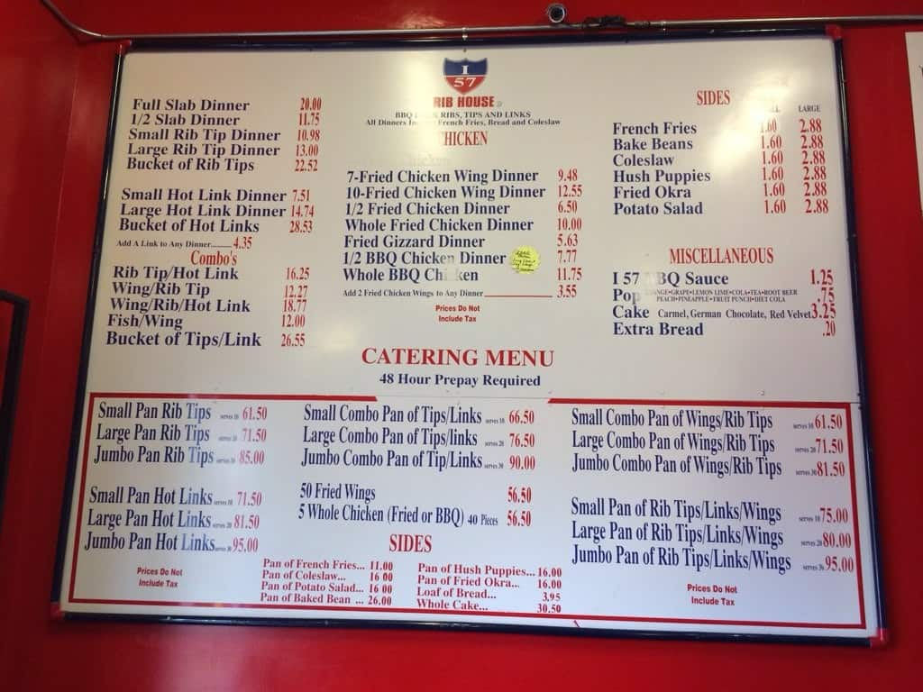 Menu at I 57 RIB House BBQ, Chicago, W 115th St