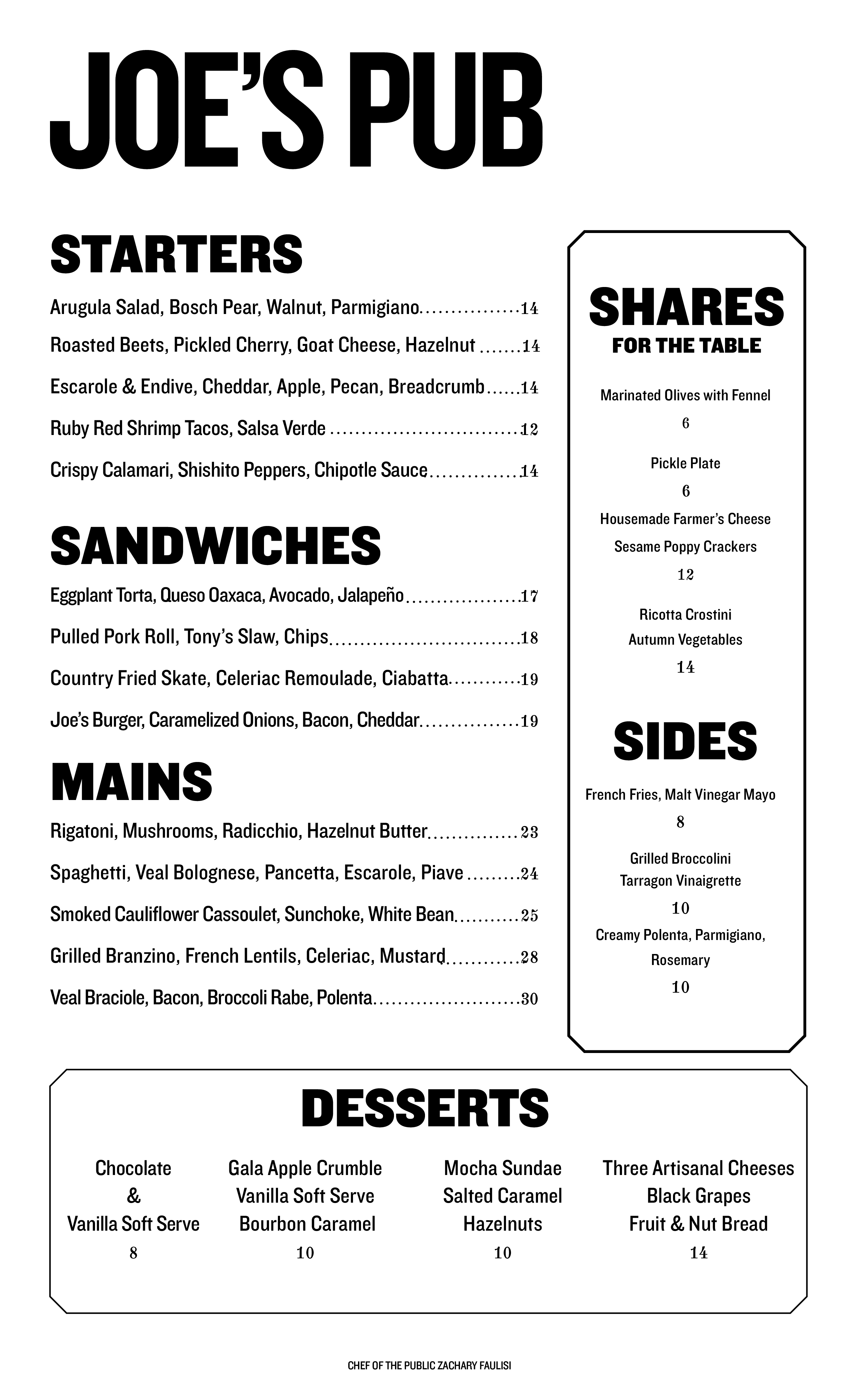 Sample Restaurant Menus With Prices