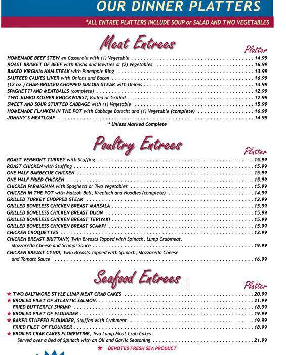Moish And Itzy S Deli And Restaurant Menu