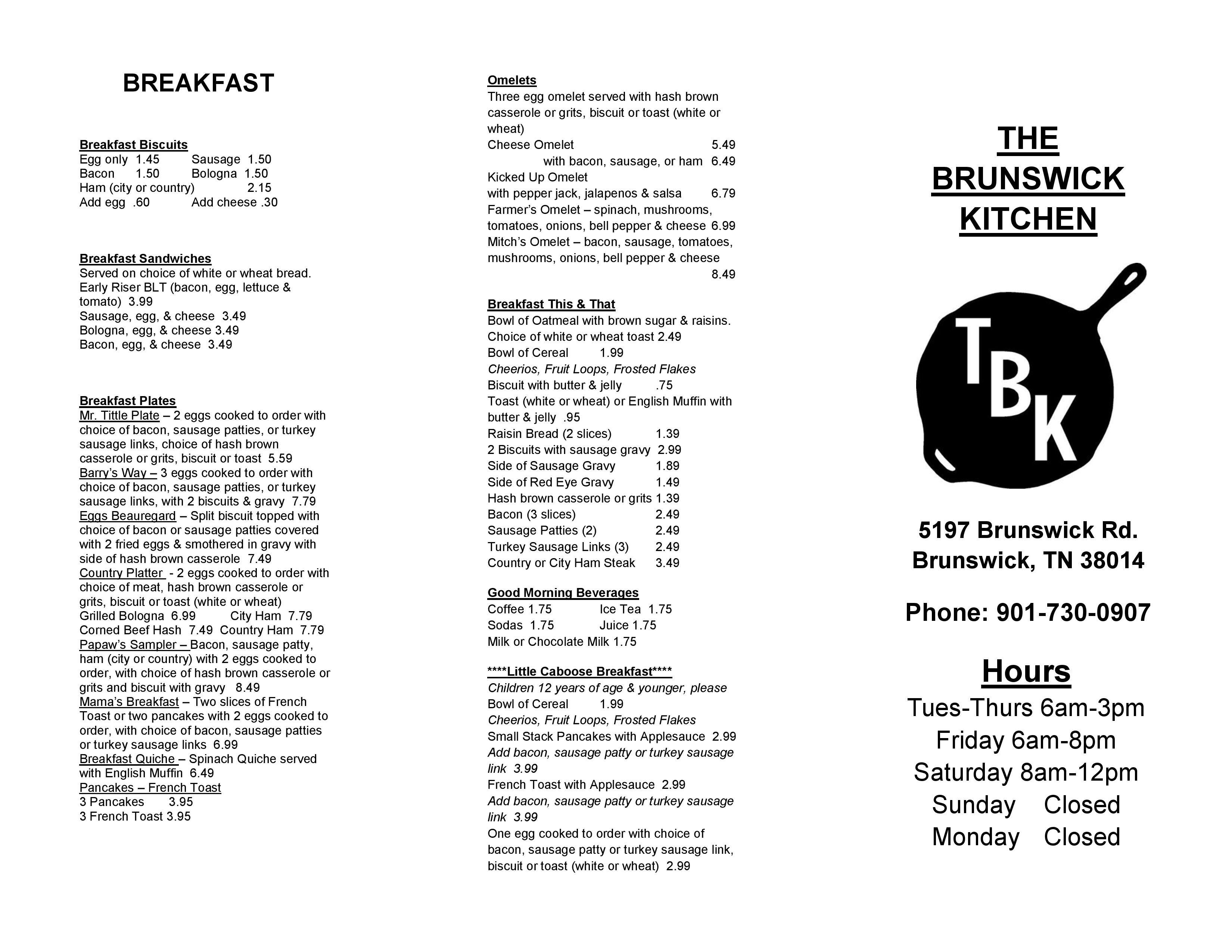 The Brunswick Kitchen Menu Menu For The Brunswick Kitchen