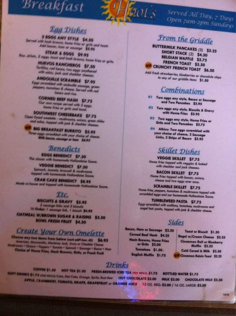 Hoot's Menu, Menu for Hoot's, Marco Island, Marco Island - Urbanspoon ...