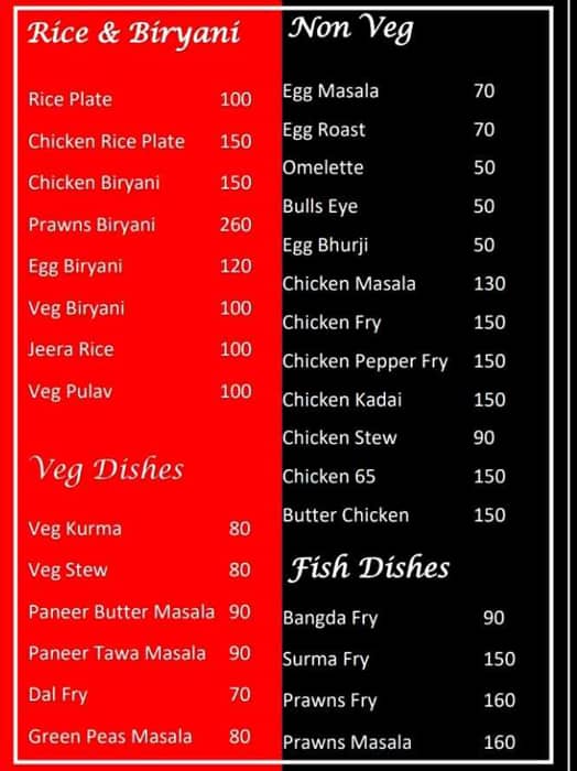 Grace Biryani House menu