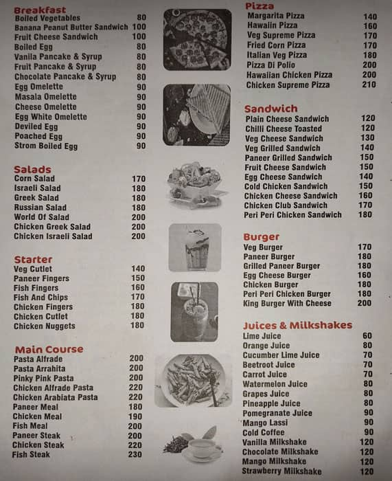 Menu at Hunger Street, Bengaluru