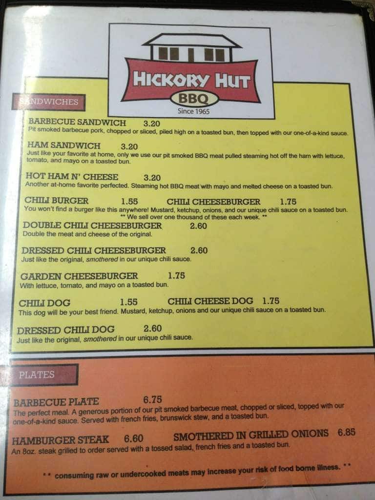 The Hickory Hut Menu, Menu for The Hickory Hut, Dallas, Atlanta Urbanspoon/Zomato