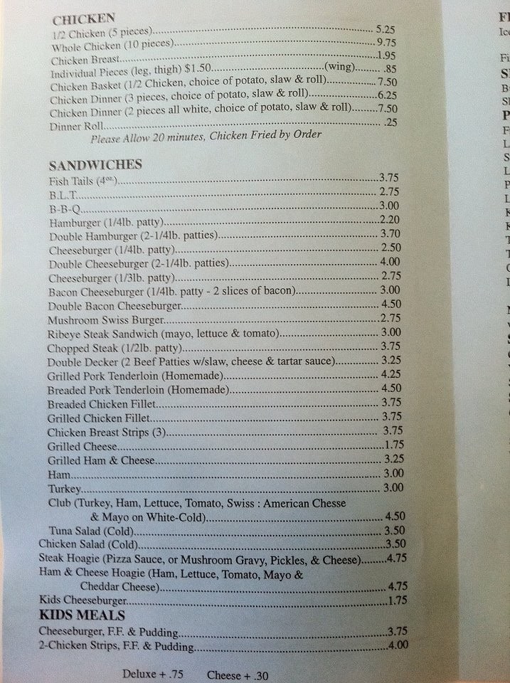 Menu at Koch's Carry-Out & Catering restaurant, Greensburg