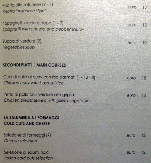 Menu di Starhotels Echo Bar 