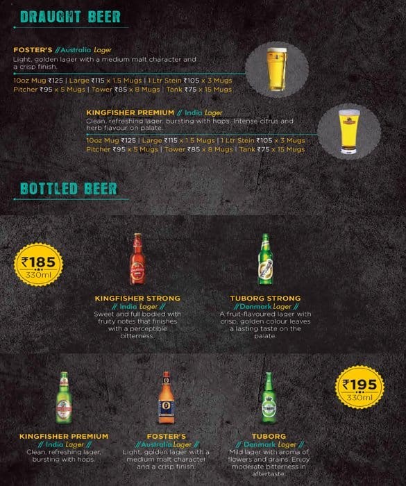 The Beer Cafe Menu, Menu for The Beer Cafe, Koramangala 4th Block