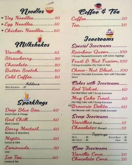 Menu at Vineyard Cakes &Bakers, Chennai