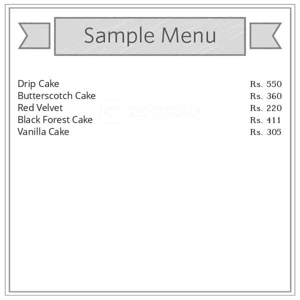 Crazy 4 Cakes menu