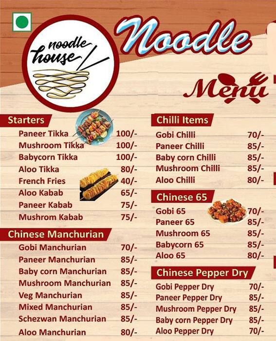 Menu of Noodle House, Seshadripuram, Bangalore