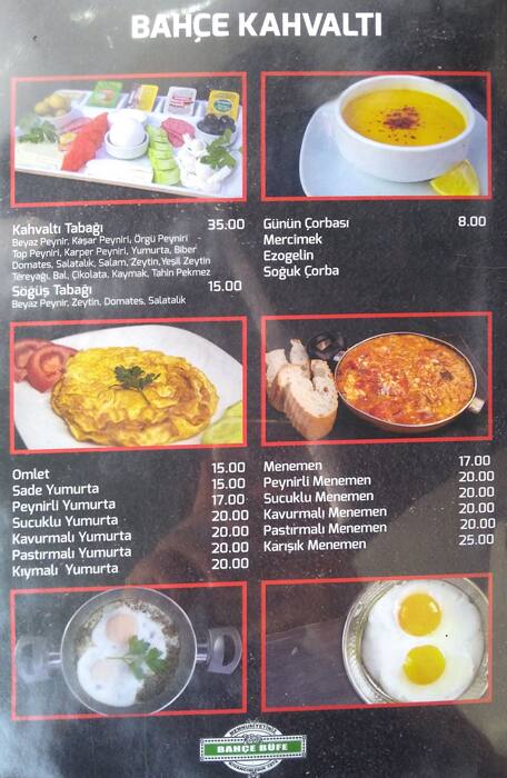 Bahçe Büfe Menü