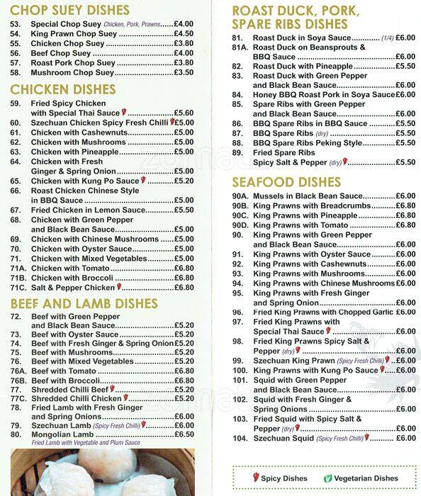 Menu at Wing Lee Loi fast food, London, 63 Essex Rd