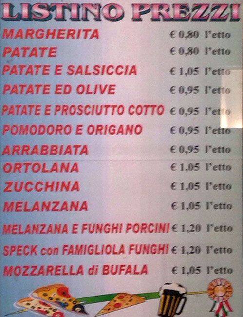 Menu di Paradiso Pizzestre 