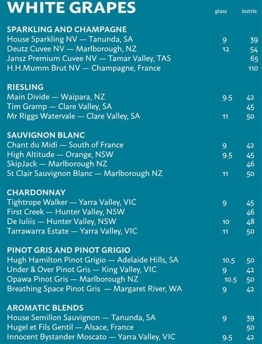 Menu at Mecca Bah restaurant, Broadbeach