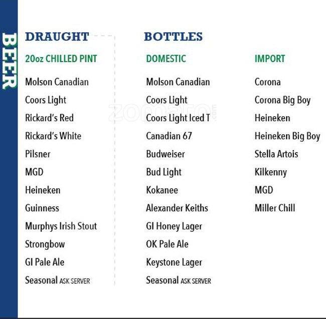 Baseline's Pub menu
