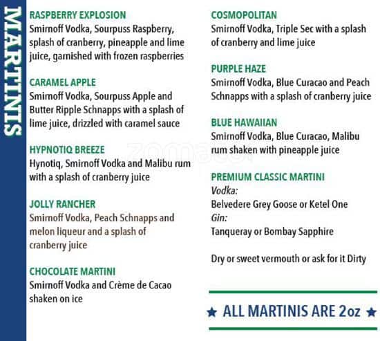 Baseline's Pub menu