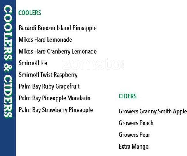 Baseline's Pub menu