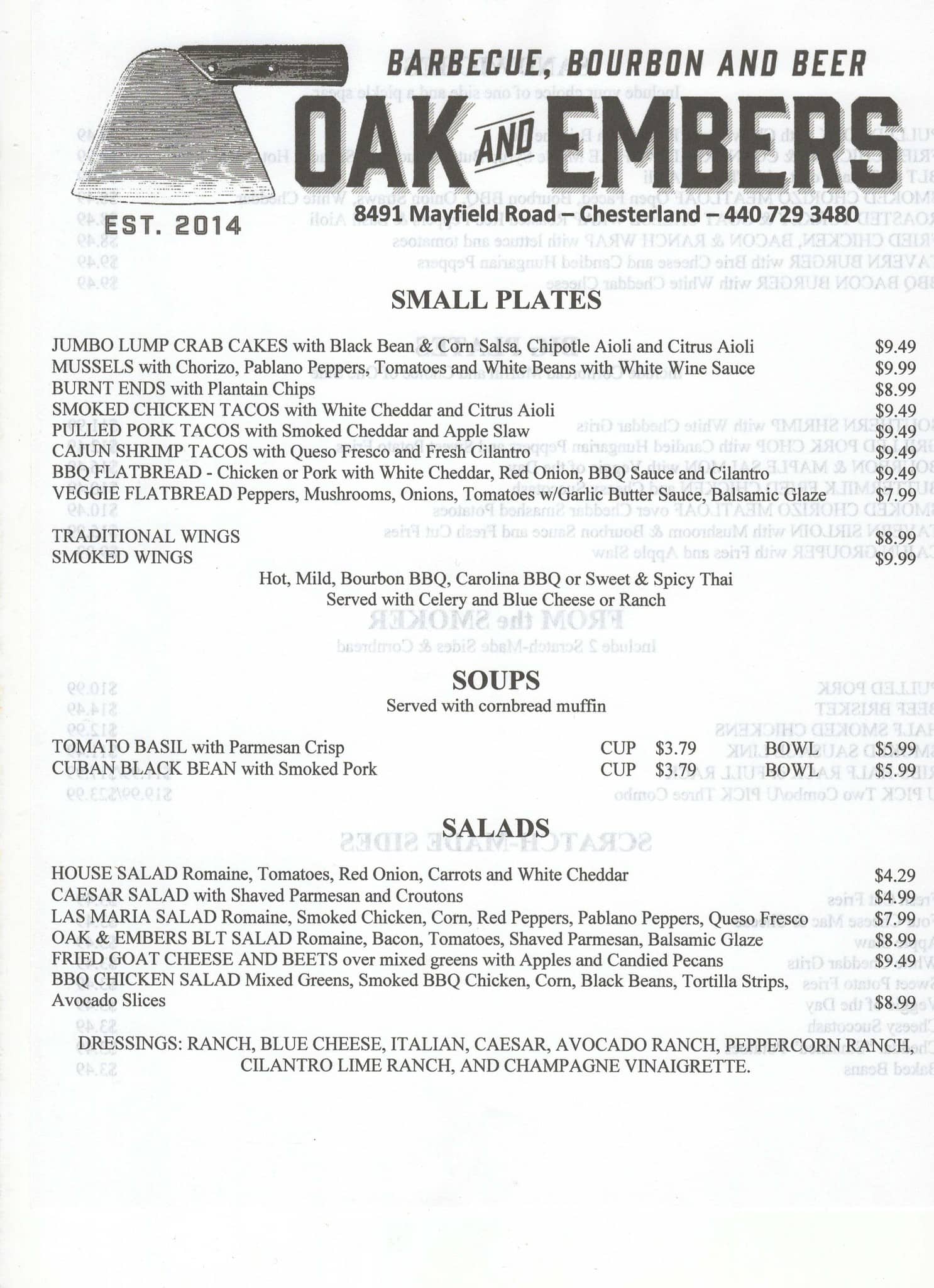 ember and oak menu prices