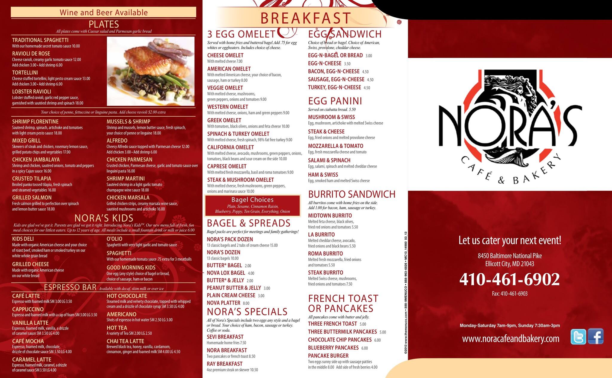 Nora's Cafe & Bakery Menu Urbanspoon/Zomato