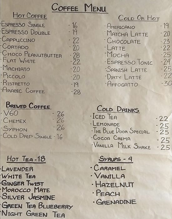 The Blue Door Menu Menu For The Blue Door Ras Al Khor Dubai