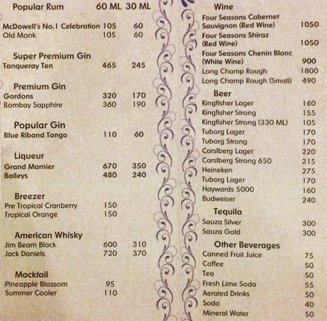 Manthan Restaurant & Bar menu