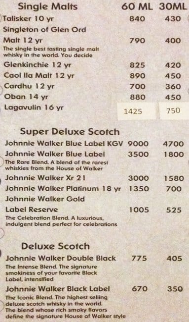 Manthan Restaurant & Bar menu