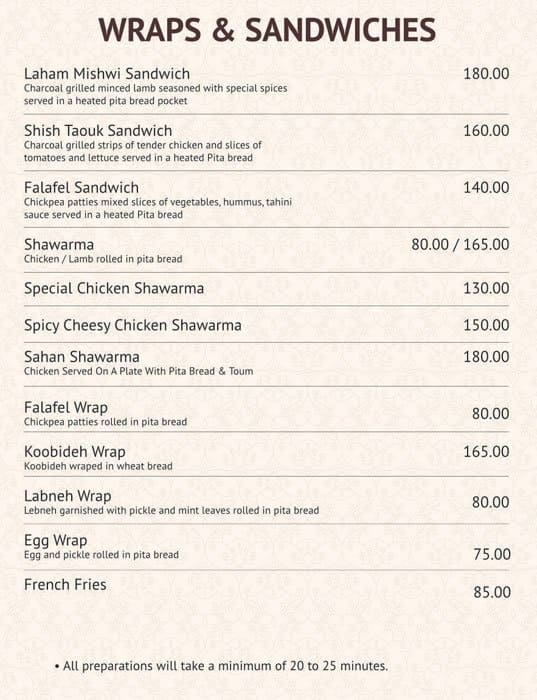 Alibaba Cafe and Restaurant menu