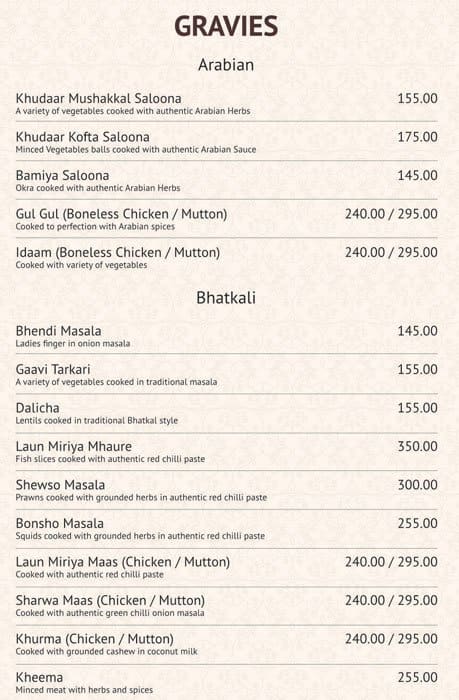 Alibaba Cafe and Restaurant menu