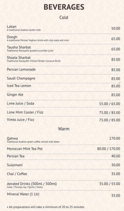 Alibaba Cafe and Restaurant menu