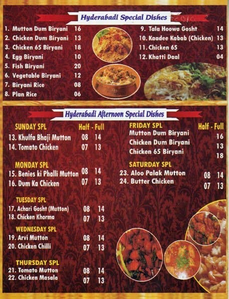 Qasr Hyderabad Restaurant Menu - Zomato