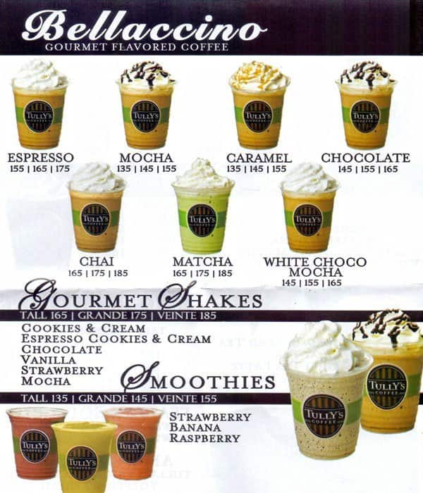 Tully's Coffee Menu, Menu for Tully's Coffee, Ortigas, Pasig City ...