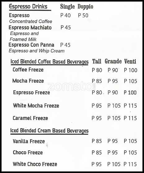 Menu at Doutor Coffee Shop cafe, Manila, Pacific Regency Cityland
