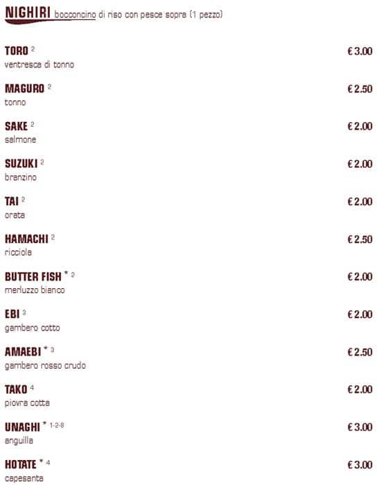 Menu di Spoon Sushi Fusion Cusine 