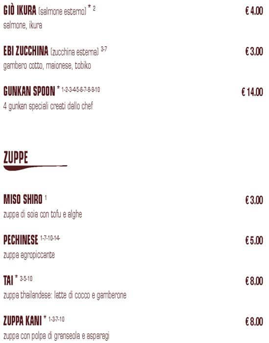 Menu di Spoon Sushi Fusion Cusine 