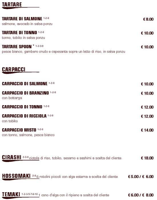 Menu di Spoon Sushi Fusion Cusine 