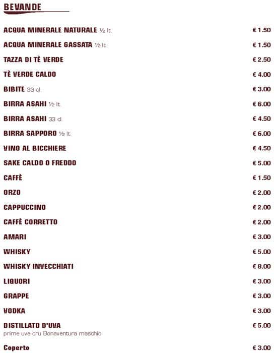 Menu di Spoon Sushi Fusion Cusine 