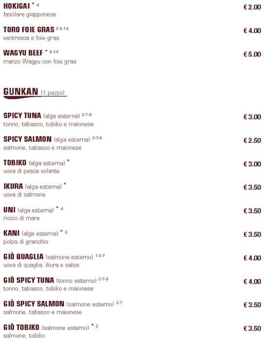 Menu di Spoon Sushi Fusion Cusine 