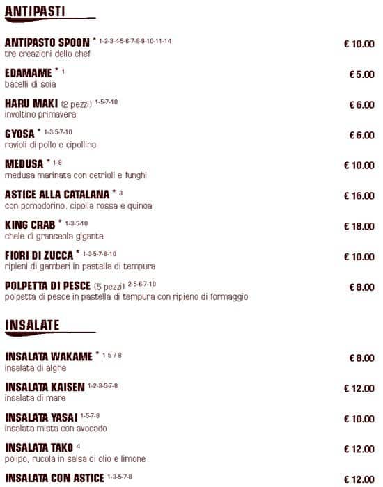 Menu di Spoon Sushi Fusion Cusine 